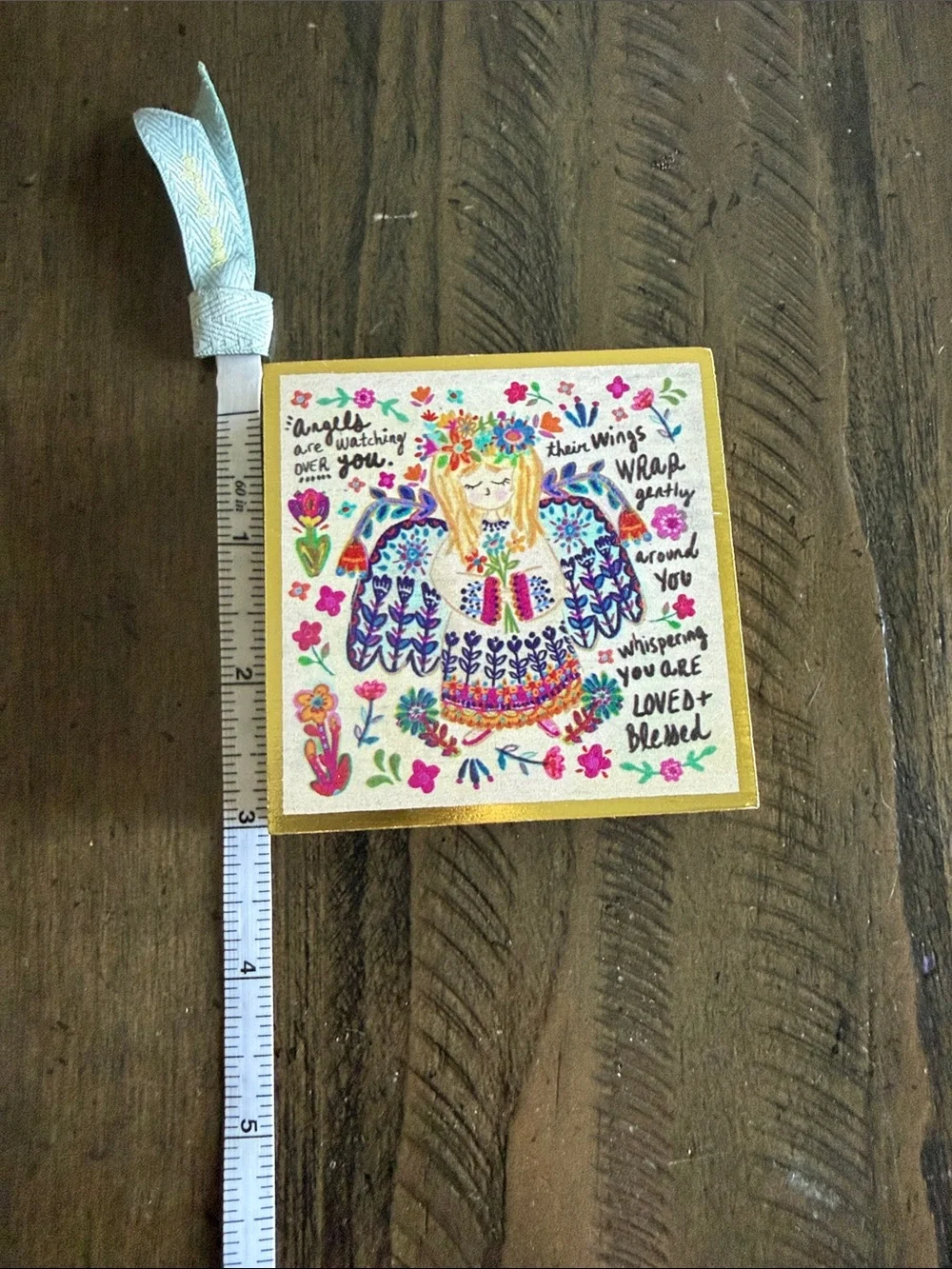 NATURAL LIFE Colorful Floral Angel Wall Plaque - Gold Trim